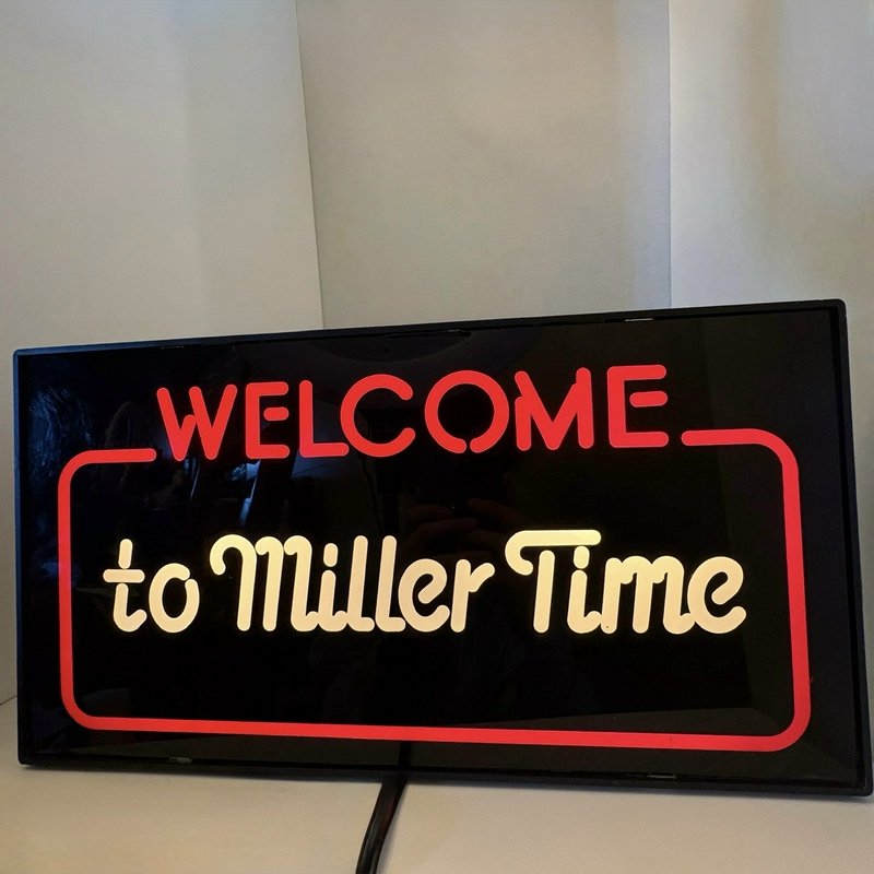 Vintage 1984 "Welcome to Miller Time" Backlit Beer Bar Sign Working