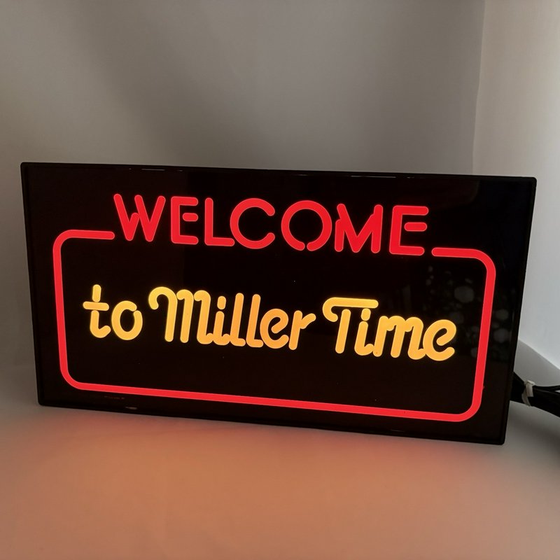 Vintage 1984 "Welcome to Miller Time" Backlit Beer Bar Sign Working