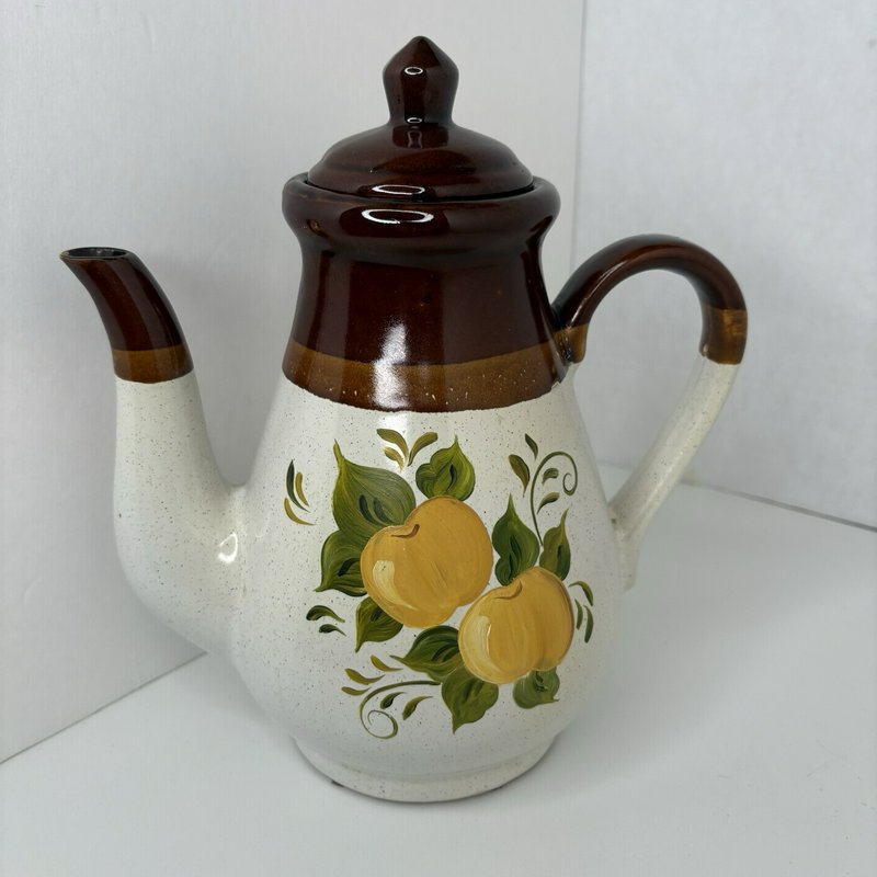 Handpainted Becky Richard Old Bedford Village Fruit Coffee Pot Pitcher