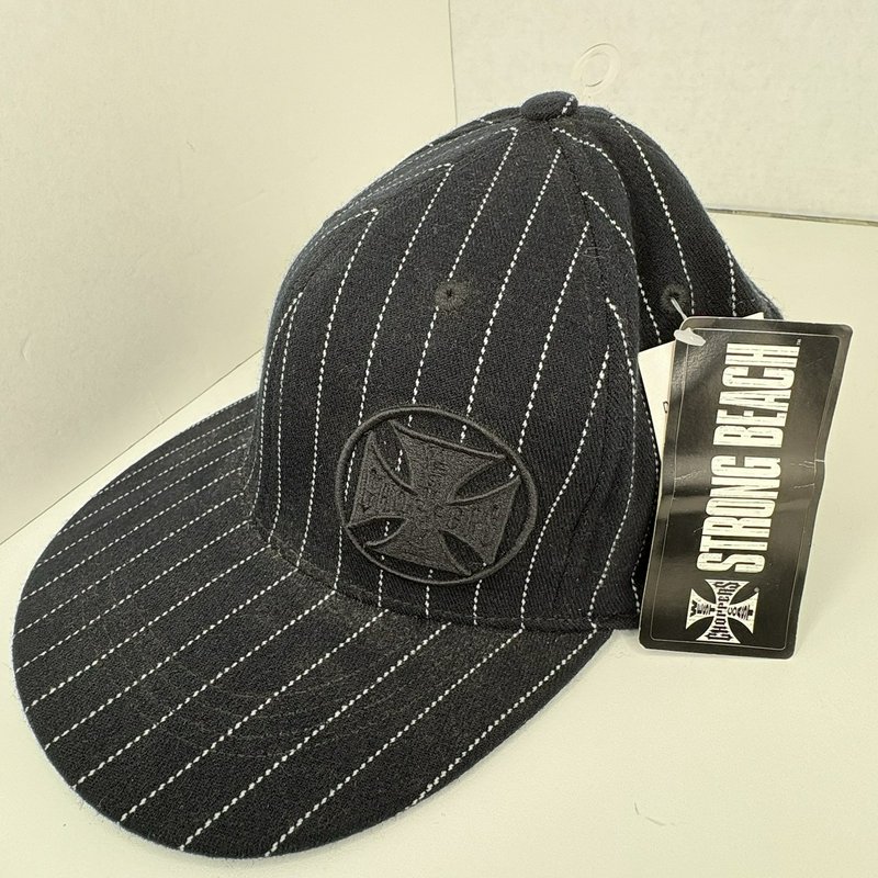 West Coast Choppers Strong Beach Pinstripe Hat Black L/XL Jesse James NWT