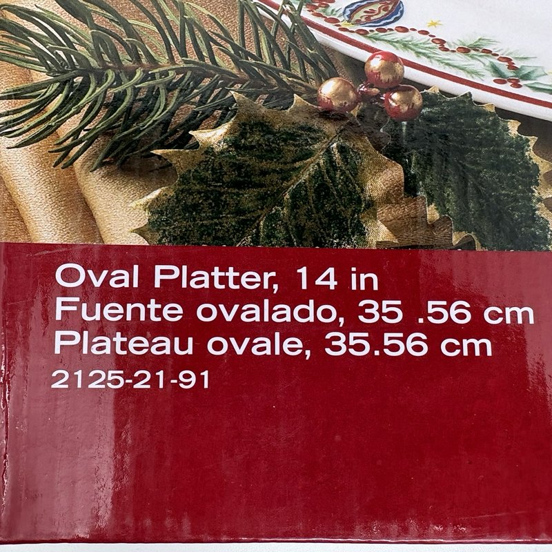 Farberware Holiday Treats 14” Oval Platter 2125 Christmas Ornaments NIB 2007