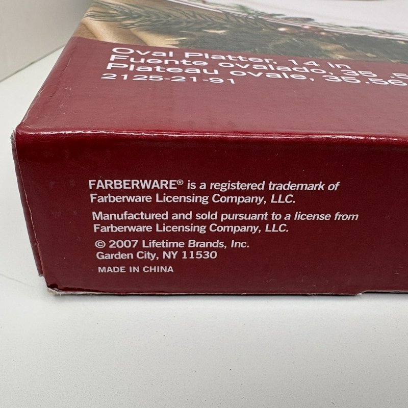 Farberware Holiday Treats 14” Oval Platter 2125 Christmas Ornaments NIB 2007