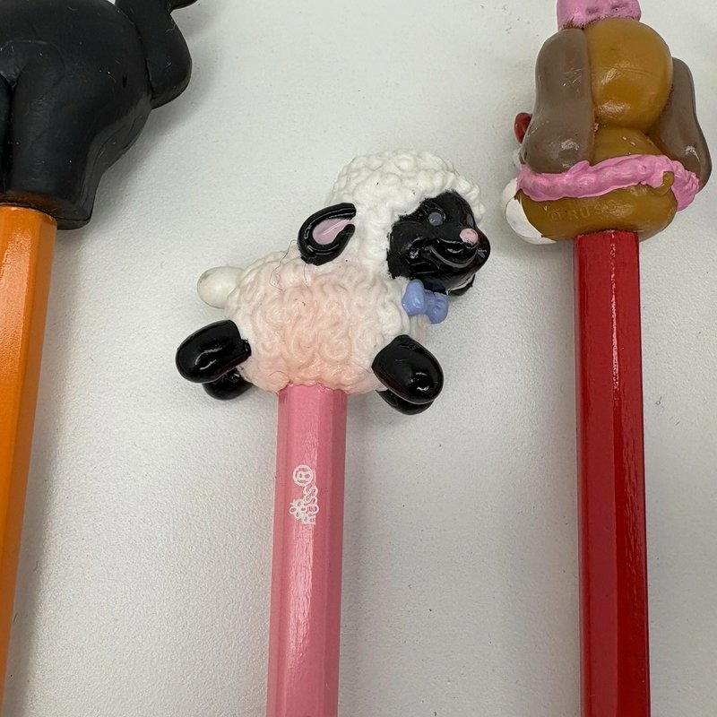 Russ Lot of 10 Vintage Pencil Toppers Holiday Animals Cat Dog Ghost Pumpkin