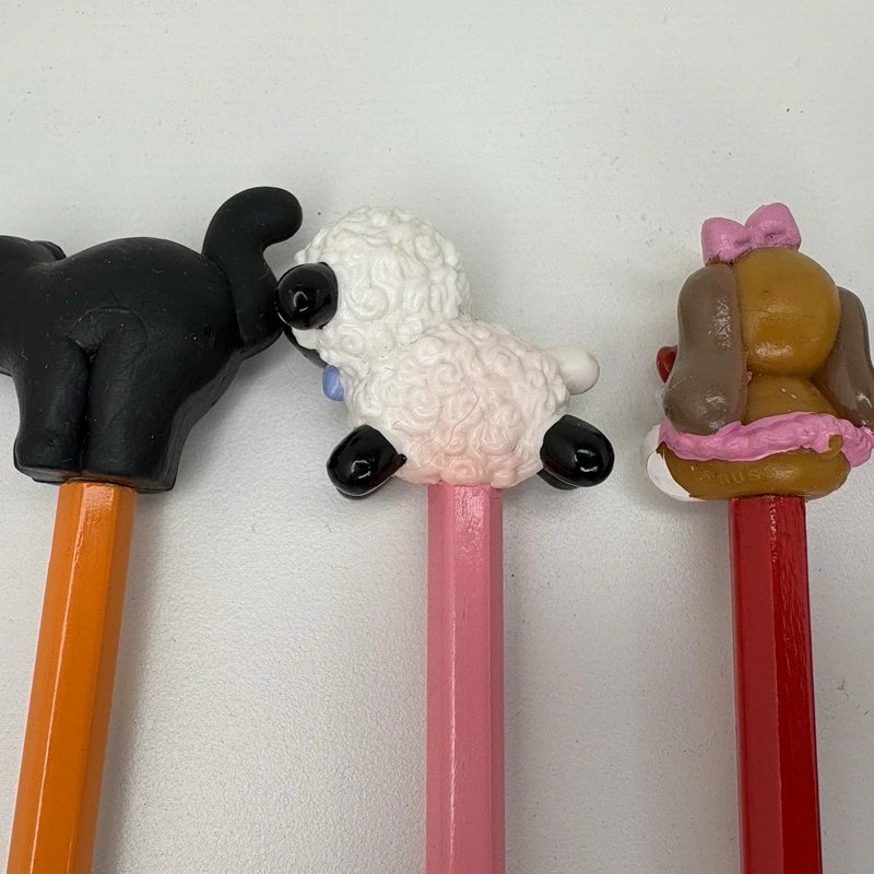 Russ Lot of 10 Vintage Pencil Toppers Holiday Animals Cat Dog Ghost Pumpkin