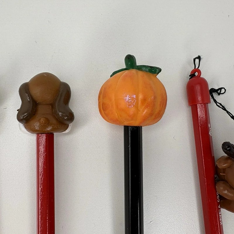 Russ Lot of 10 Vintage Pencil Toppers Holiday Animals Cat Dog Ghost Pumpkin