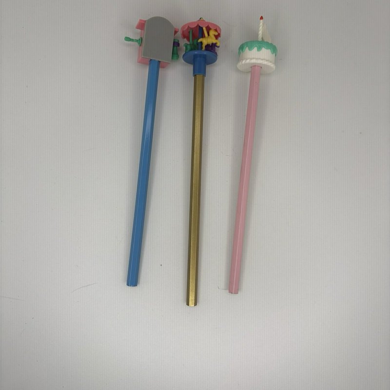Vintage Cute World Taiwan Topper Pencils Set of 3 Phone Merry-Go-Round Cake