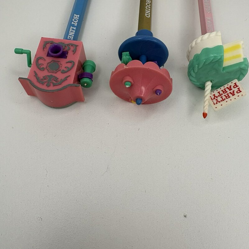 Vintage Cute World Taiwan Topper Pencils Set of 3 Phone Merry-Go-Round Cake