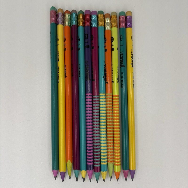 Vintage Berol Yikes! Pencil Lot 12 Mixed Styles Triangle & Grooved Stripes