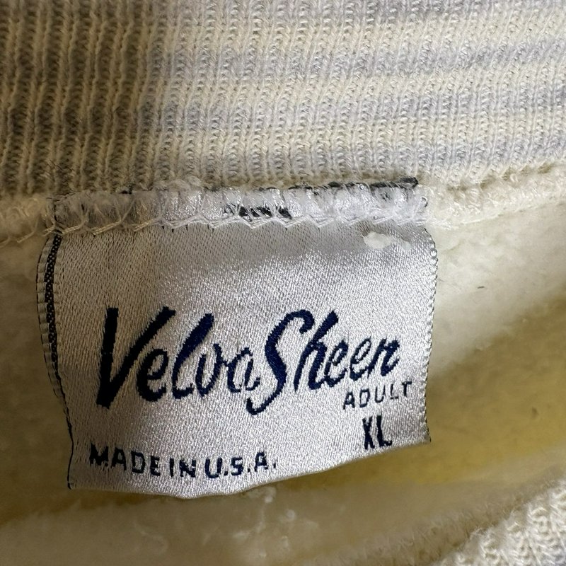 Vintage Velva Sheen Indy 500 Sweatshirt XL Made USA Cream Crewneck Racing 80s