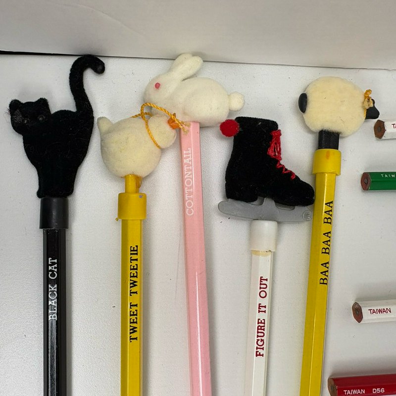 Vintage Taiwan D56 Pencil Lot 30 Novelty Toppers Animals Holidays Mailbox More