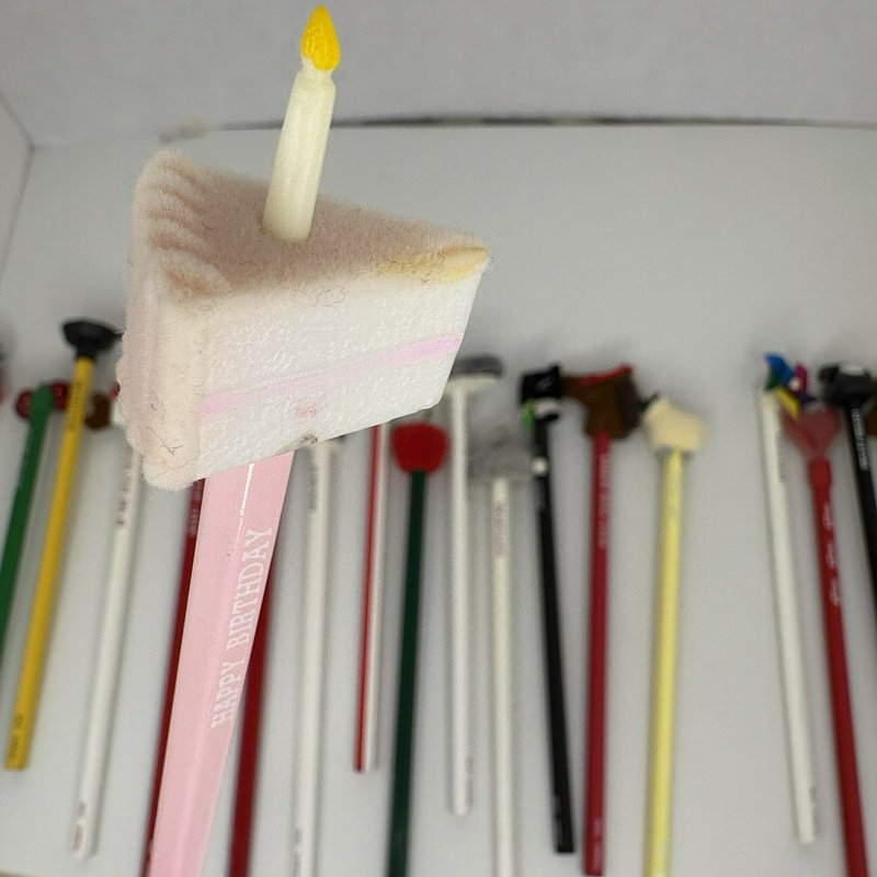 Vintage Taiwan D56 Pencil Lot 30 Novelty Toppers Animals Holidays Mailbox More