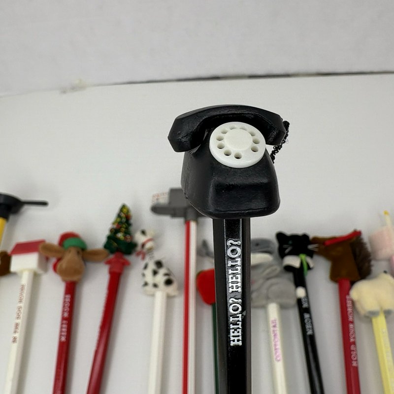 Vintage Taiwan D56 Pencil Lot 30 Novelty Toppers Animals Holidays Mailbox More