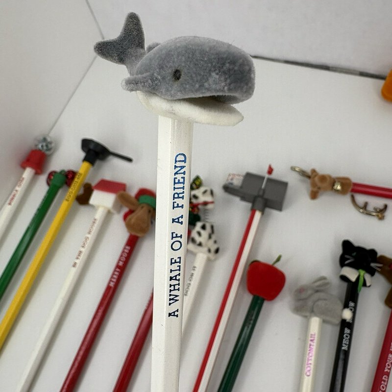 Vintage Taiwan D56 Pencil Lot 30 Novelty Toppers Animals Holidays Mailbox More