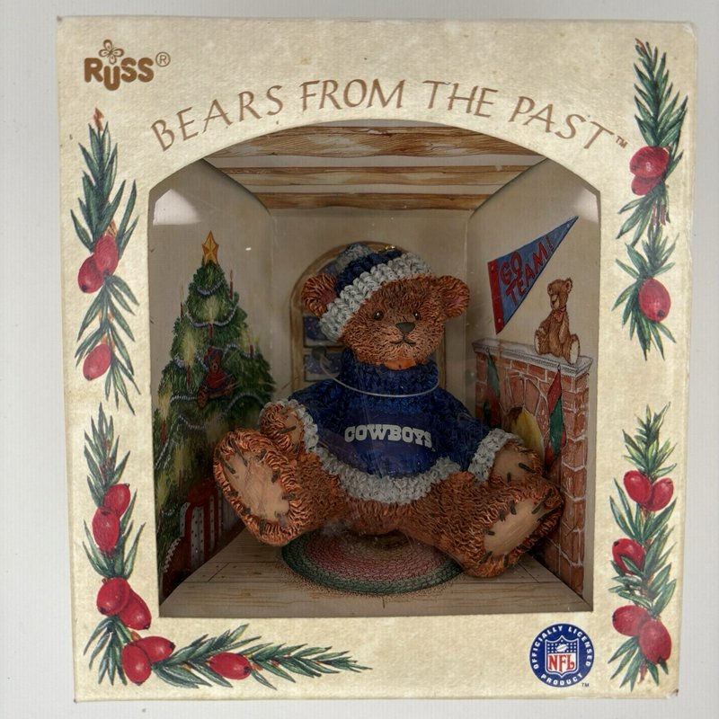 Russ Bears From the Past Dallas Cowboys Ornament 1994 NFL Boxed ~3” Vintage