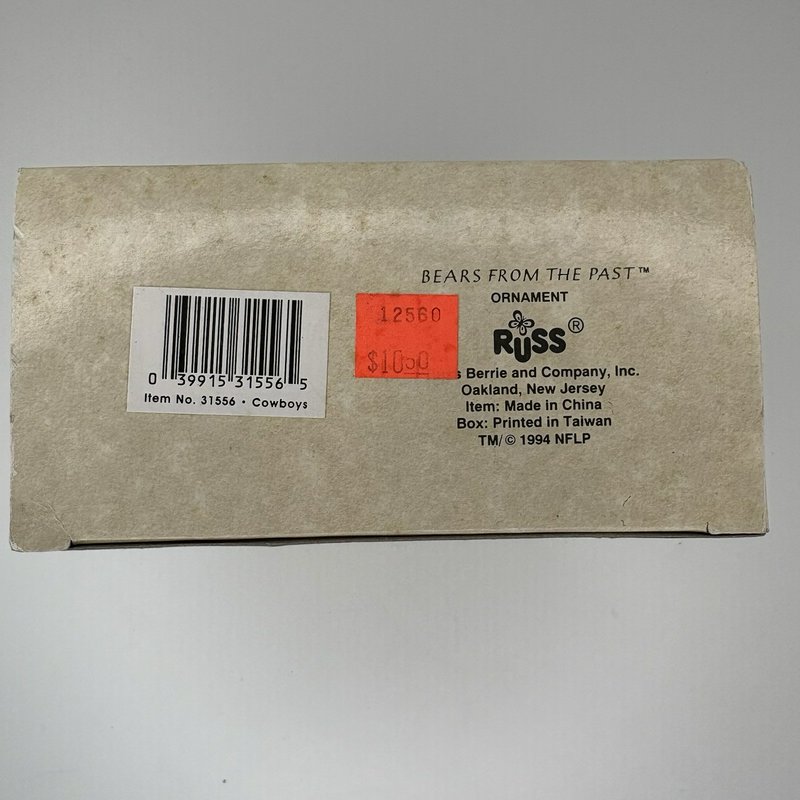 Russ Bears From the Past Dallas Cowboys Ornament 1994 NFL Boxed ~3” Vintage