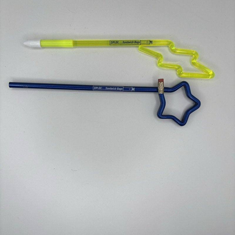 Ziploc Lightning Pen & Star Pencil Set Vintage Promo Advertising Collectible