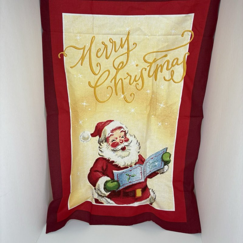 Williams-Sonoma Merry Christmas Santa Tea Towel 100% Cotton 30x21 Vintage Style