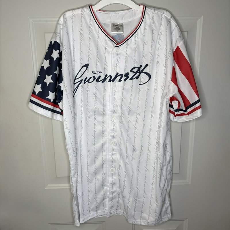 Gwinnett Stripers Button Patriotic Jersey #22 USA Stars Stripes Promo XL
