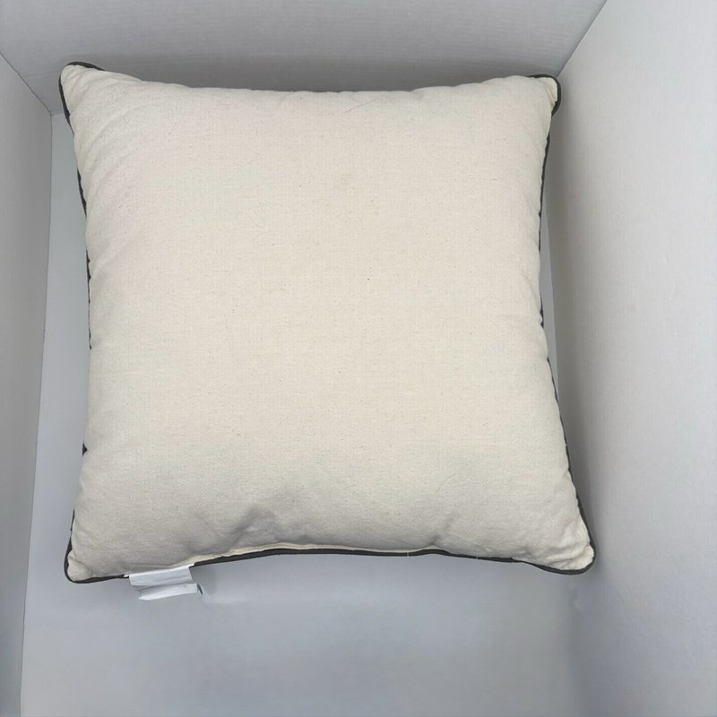 "May Love Be the Heart of This Home" Pillow 17” Gray Embroidered Cotton Decor