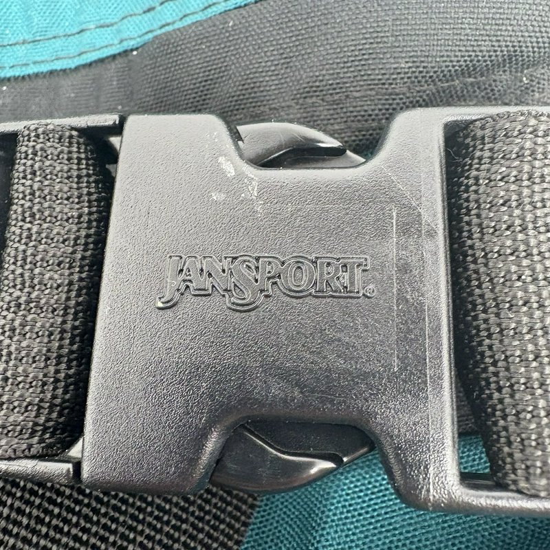 Vintage JanSport USA Teal Black Lumbar Fanny Pack Waist Bag JS Zippers 90s