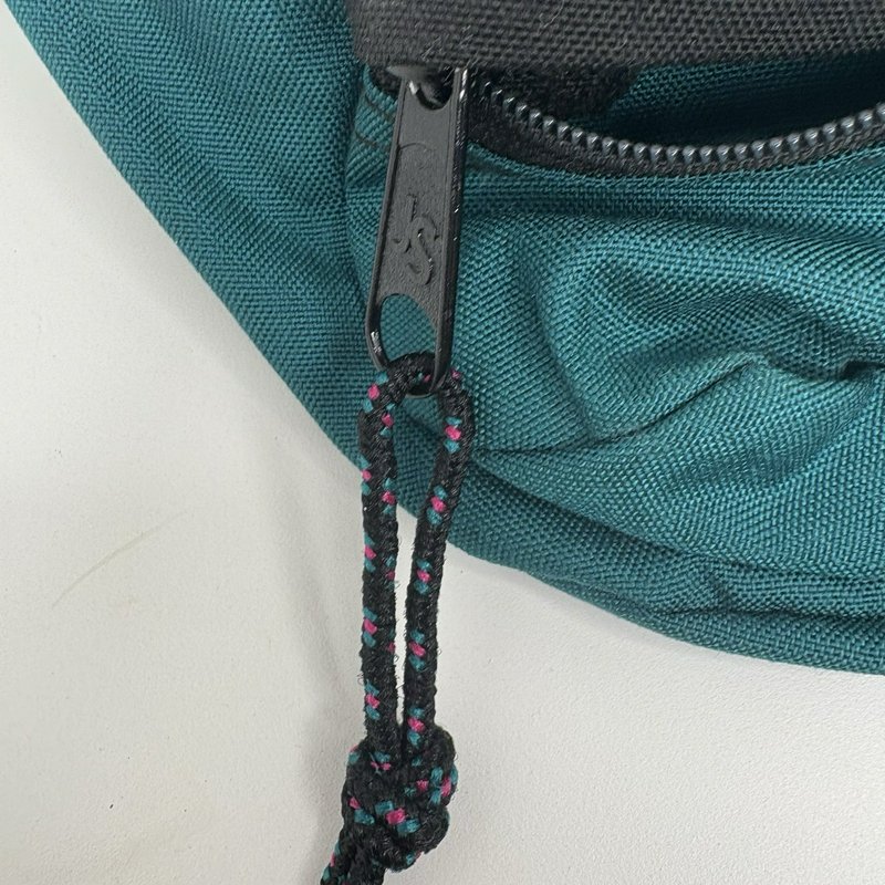 Vintage JanSport USA Teal Black Lumbar Fanny Pack Waist Bag JS Zippers 90s