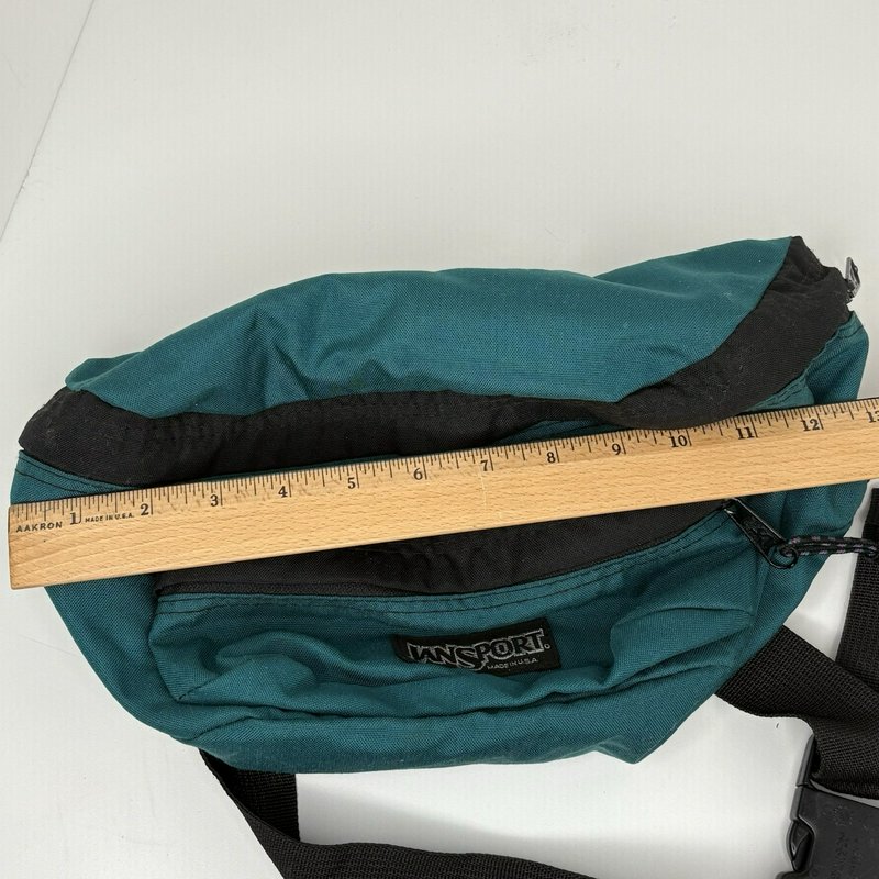 Vintage JanSport USA Teal Black Lumbar Fanny Pack Waist Bag JS Zippers 90s