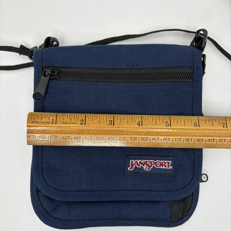 Vintage JanSport Travel Neck Wallet Passport Pouch Organizer Navy Nylon Zip