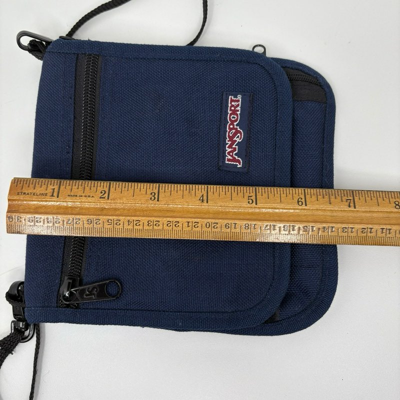 Vintage JanSport Travel Neck Wallet Passport Pouch Organizer Navy Nylon Zip