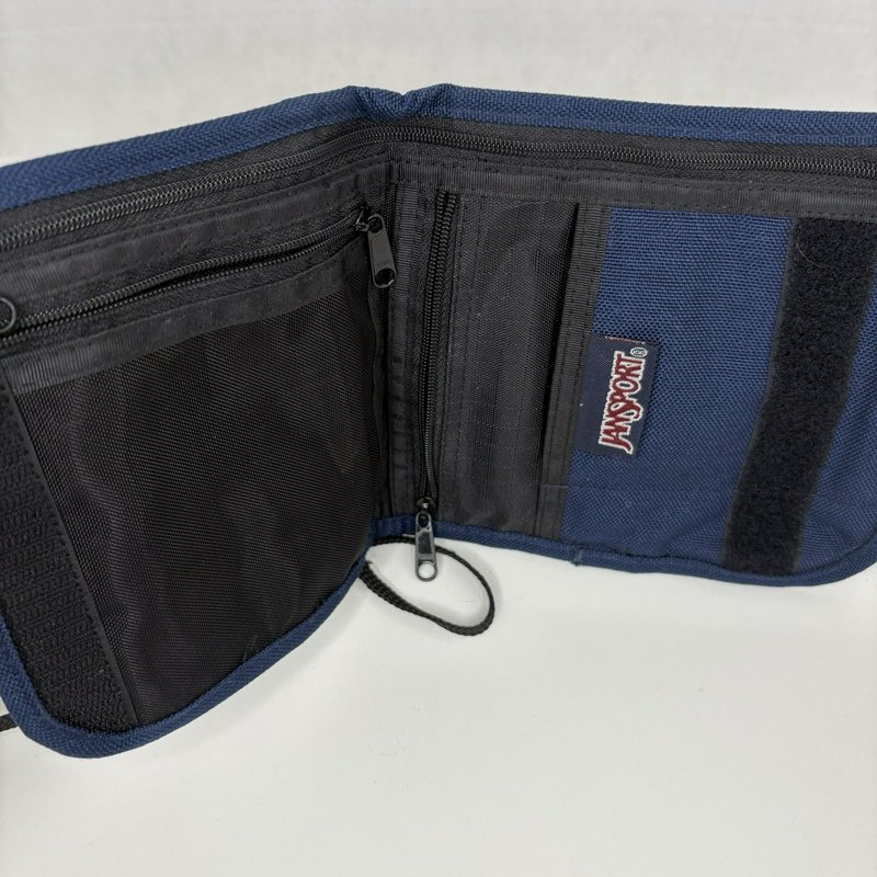 Vintage JanSport Travel Neck Wallet Passport Pouch Organizer Navy Nylon Zip