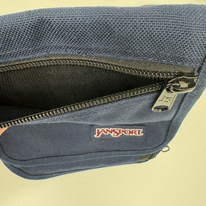 Vintage JanSport Travel Neck Wallet Passport Pouch Organizer Navy Nylon Zip
