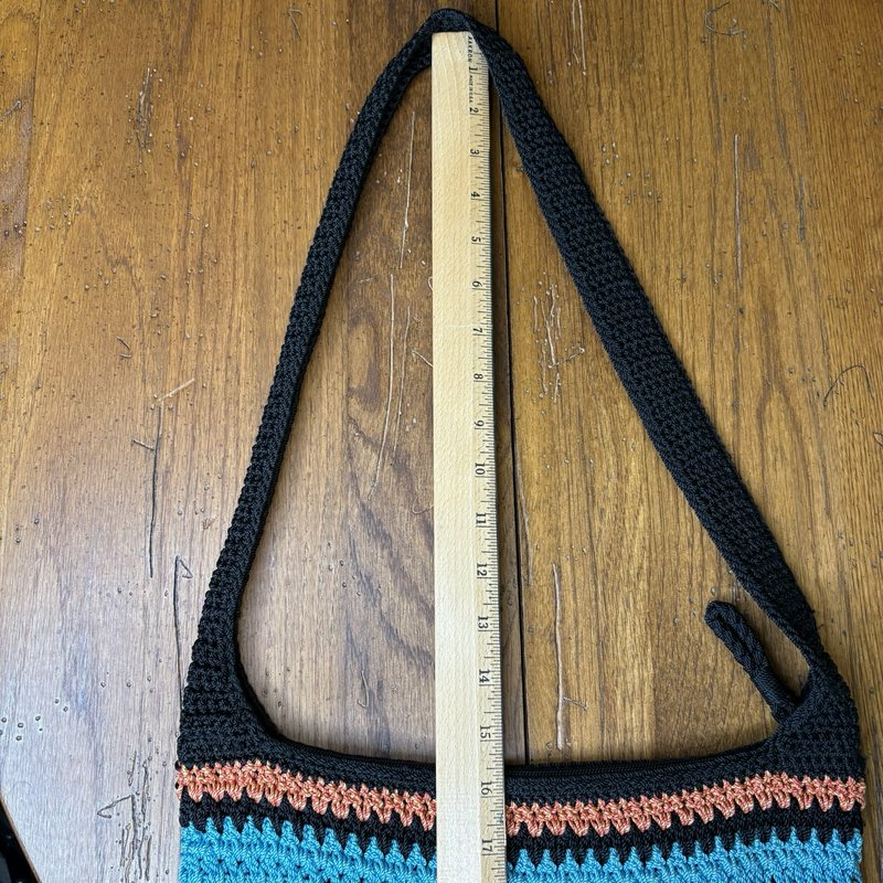 The Sak Crochet Shoulder Bag Multicolor Striped Lined Zip Top Boho Tote