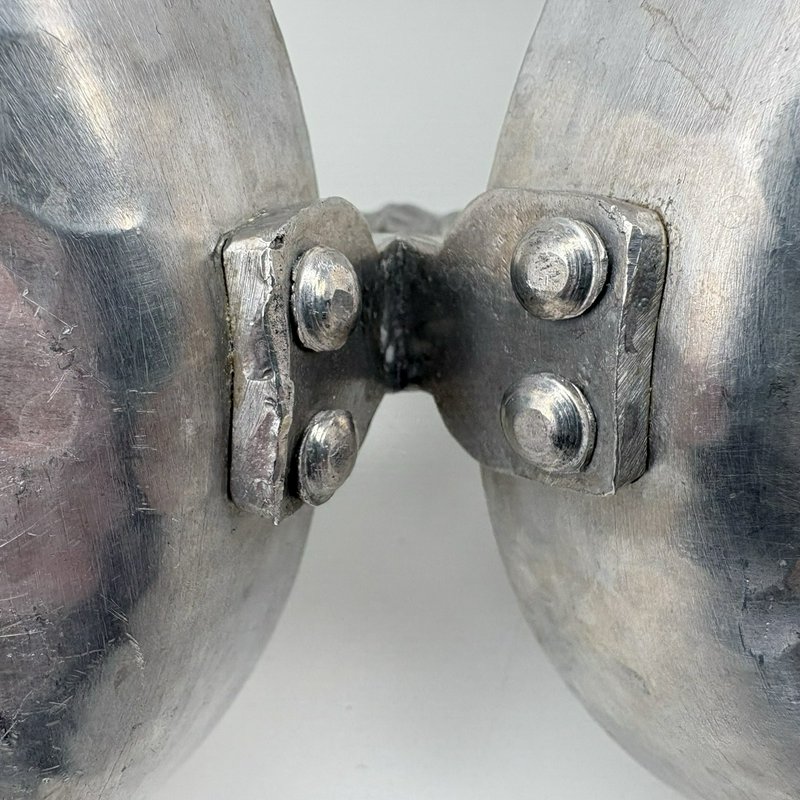 Everlast Hand Wrought Aluminum Double Serving Dish Bamboo Handle Vintage