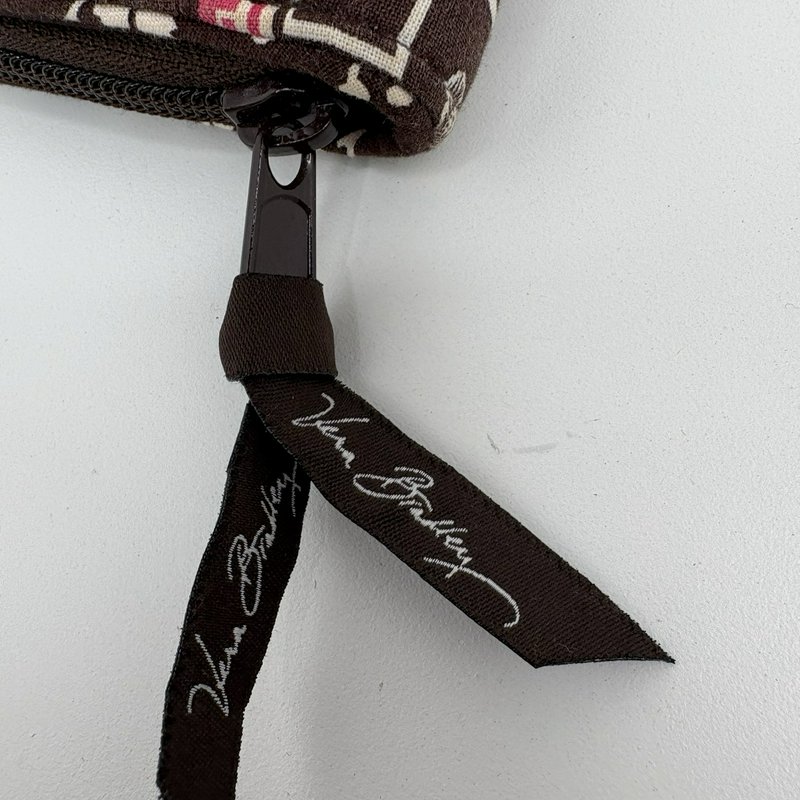 Vera Bradley Brown Floral Quilted Zip Wallet Turn Lock ID Holder