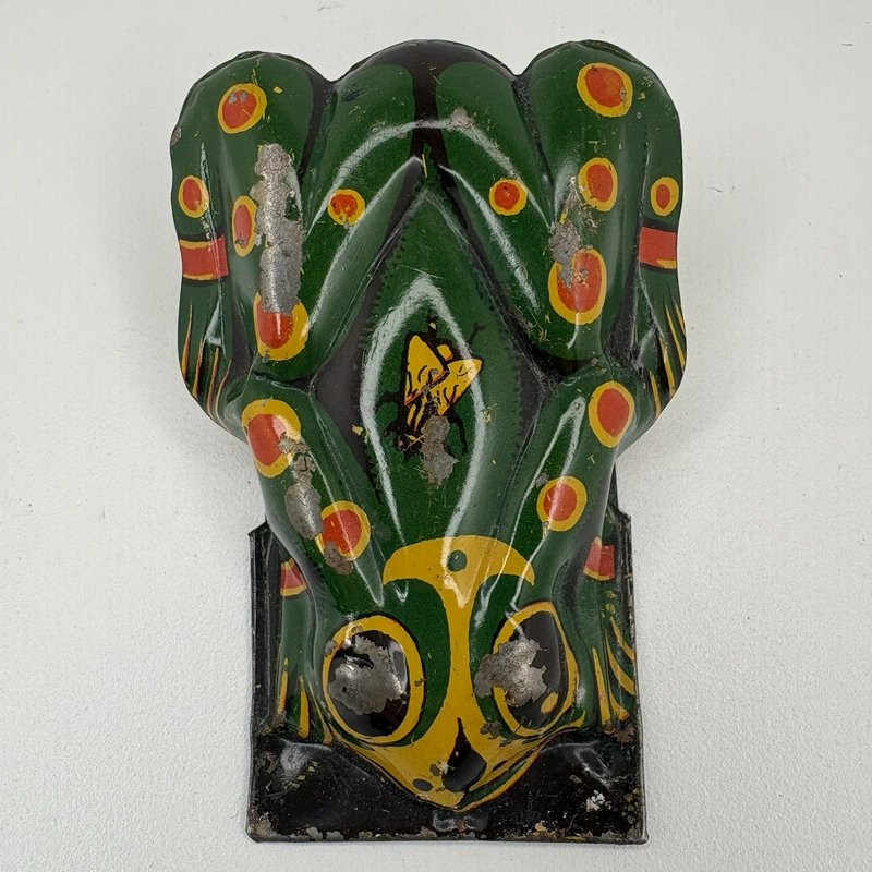 Vintage Large Tin Frog Clicker Toy Lithograph Noisemaker