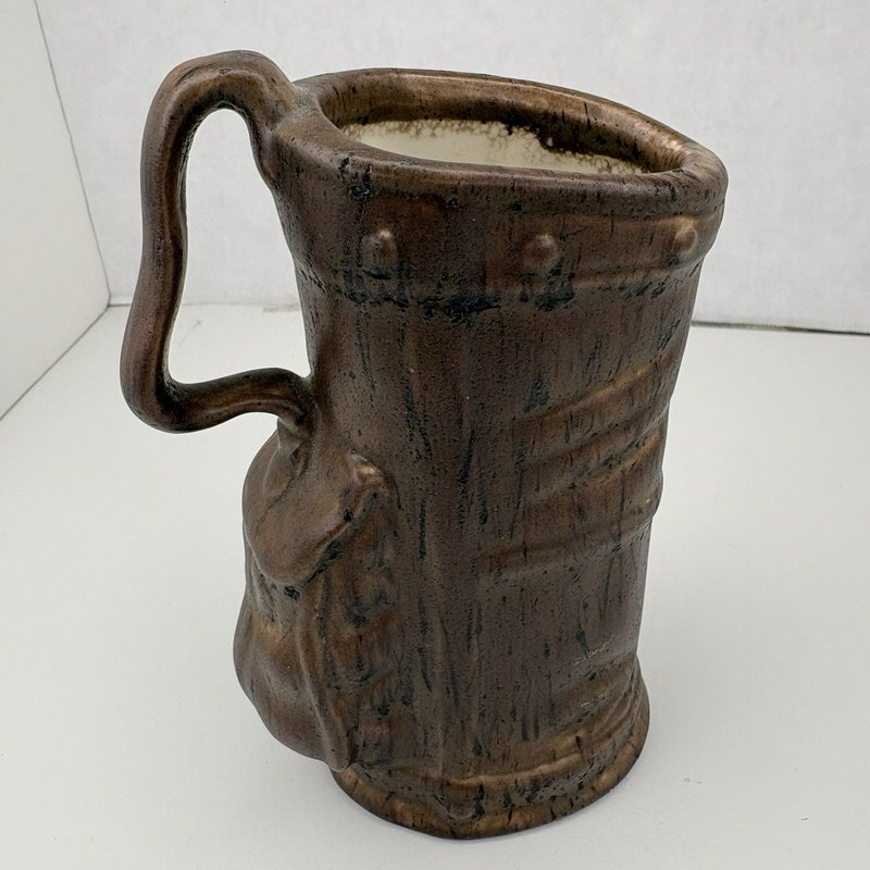 Vintage 1968 Signed Handmade Ceramic Golf Bag Vase Pencil Holder Brown