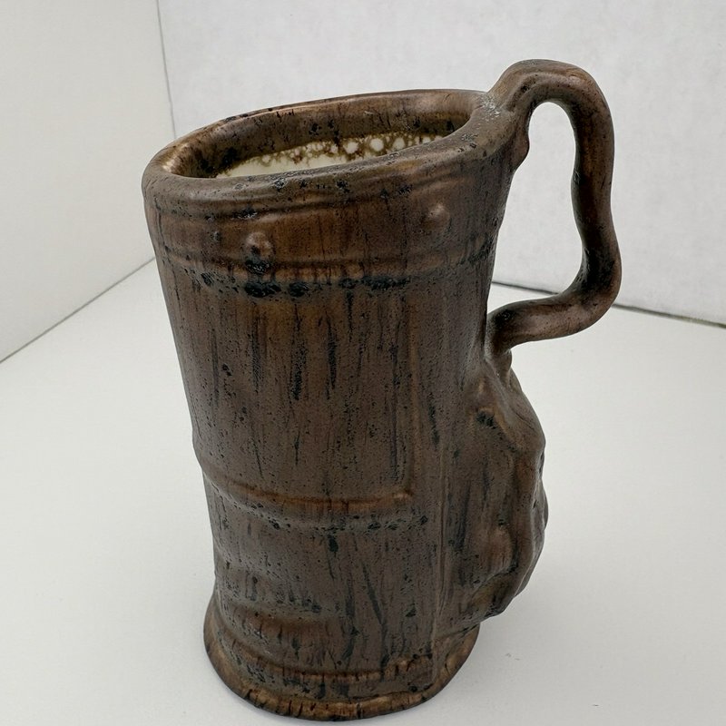 Vintage 1968 Signed Handmade Ceramic Golf Bag Vase Pencil Holder Brown