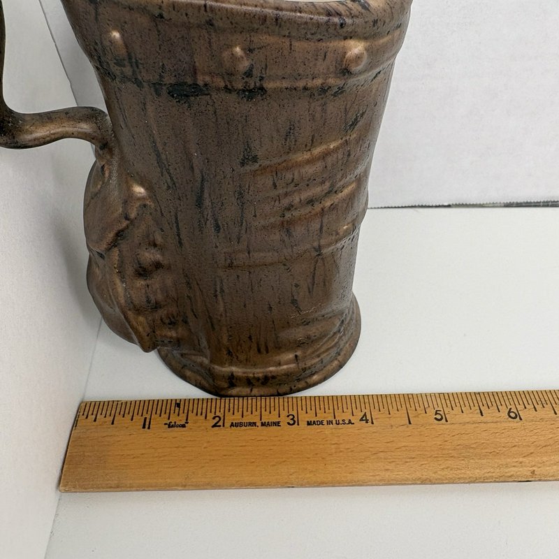 Vintage 1968 Signed Handmade Ceramic Golf Bag Vase Pencil Holder Brown