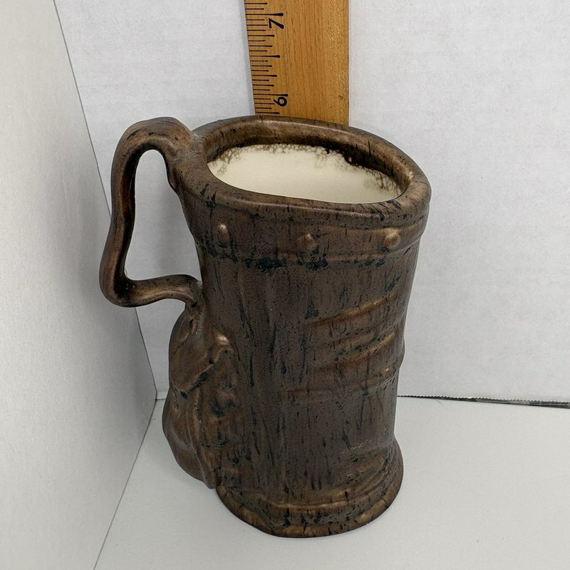 Vintage 1968 Signed Handmade Ceramic Golf Bag Vase Pencil Holder Brown