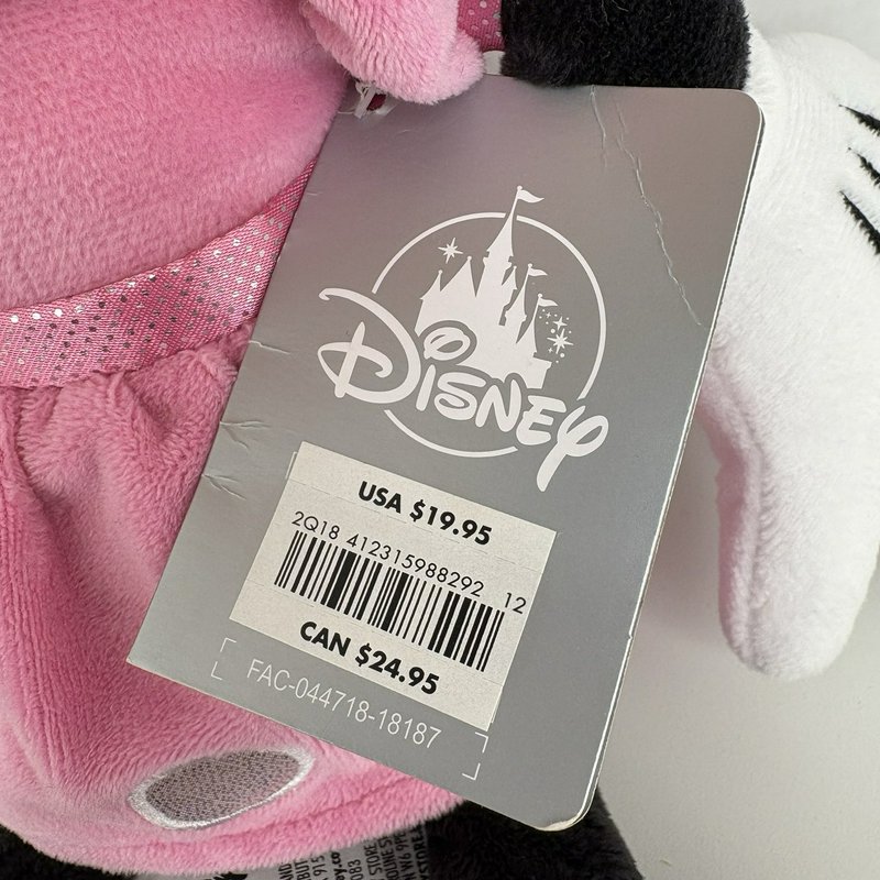Disney Minnie Mouse Plush Pink Polka Dot Dress Bow 18” Stuffed Toy NWT