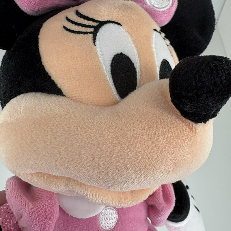 Disney Minnie Mouse Plush Pink Polka Dot Dress Bow 18” Stuffed Toy NWT
