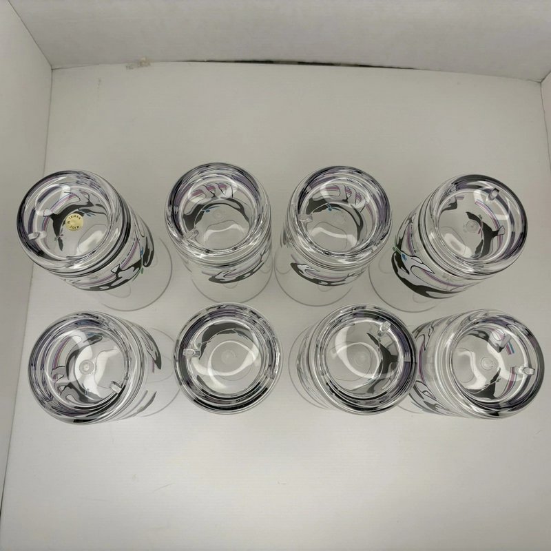 Vintage Oneida Cow Plastic Tumbler Set of 8 Clear Farmhouse Cups 1987