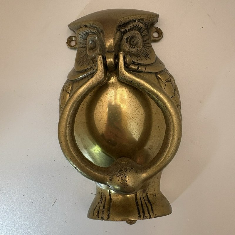 Vintage Solid Brass Owl Door Knocker – Heavy 1.5 lb – Mid Century Hardware