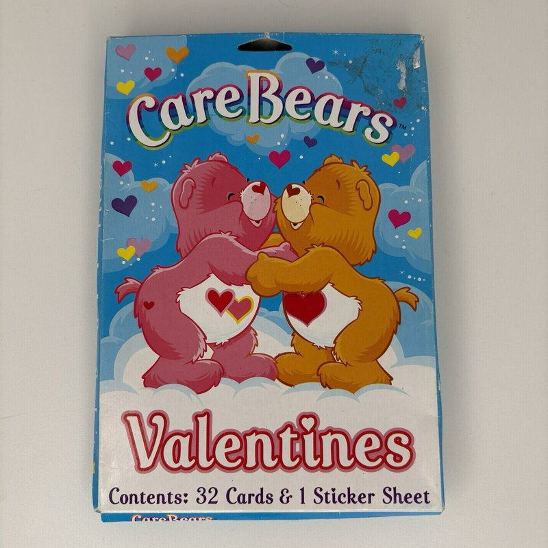 Care Bears Valentine’s Day Cards Set SEALED 32 Cards + Stickers Box Damage