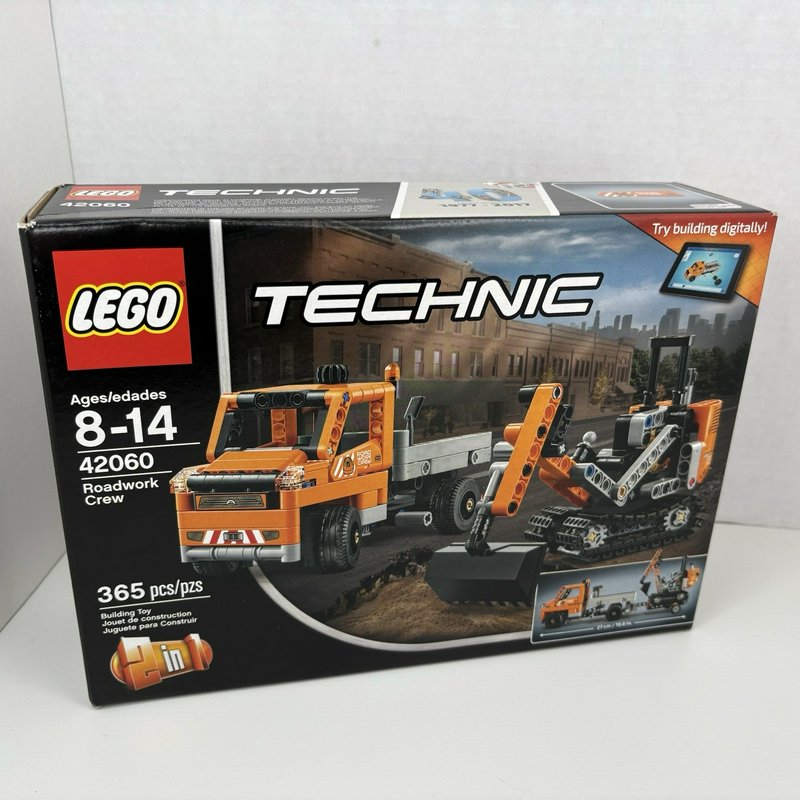 LEGO Technic 42060 Roadwork Crew Truck & Excavator Set Sealed Retired Box Wear