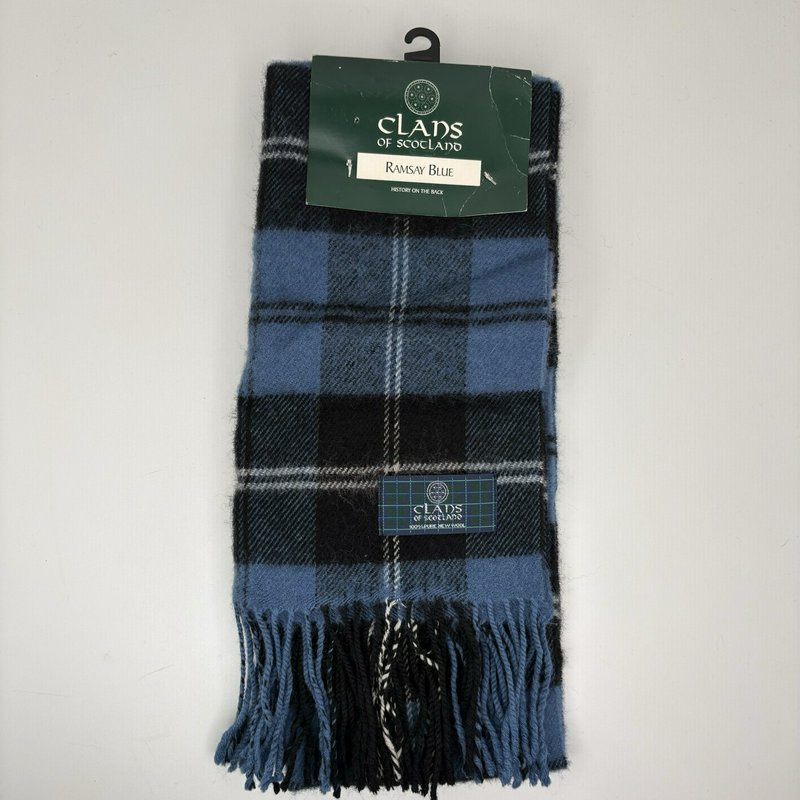 Clans of Scotland Ramsay Blue Tartan Wool Scarf New w/ Tag
