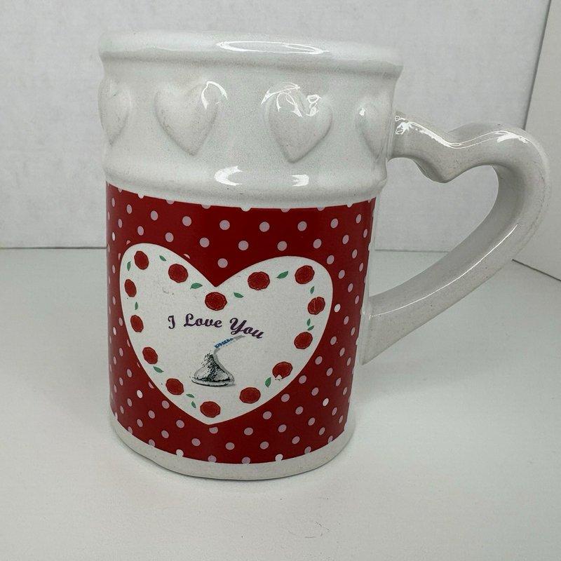 Hershey’s Kisses 100th Anniversary Mug I Love You Heart Red Polka Dot