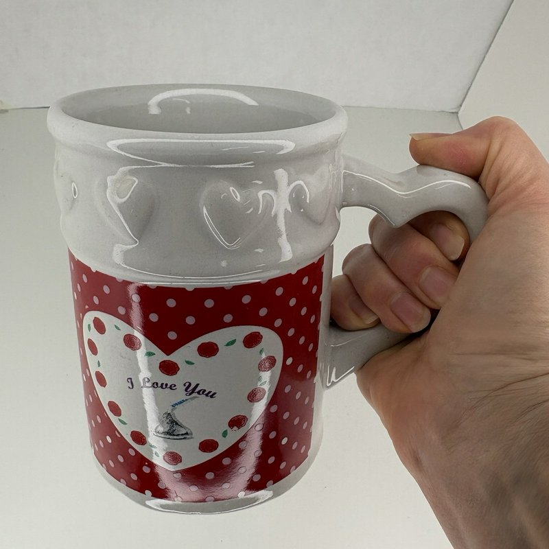 Hershey’s Kisses 100th Anniversary Mug I Love You Heart Red Polka Dot