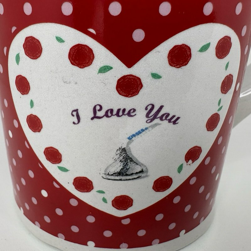 Hershey’s Kisses 100th Anniversary Mug I Love You Heart Red Polka Dot