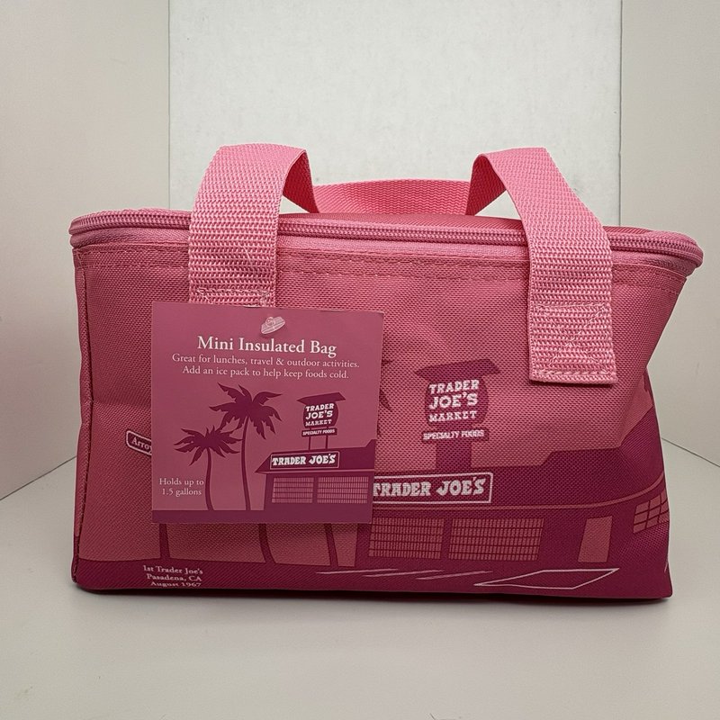Trader Joe’s Pink Mini Insulated Lunch Bag Zippered Tote New w/ Tags