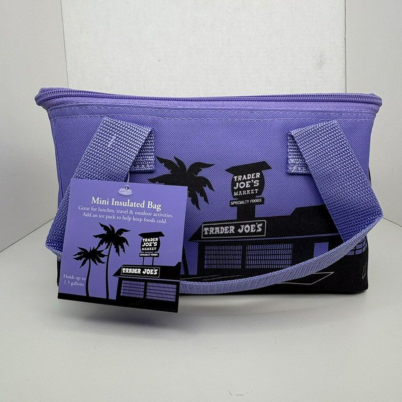 Trader Joe’s Purple Mini Insulated Lunch Bag Zippered Tote New w/ Tags
